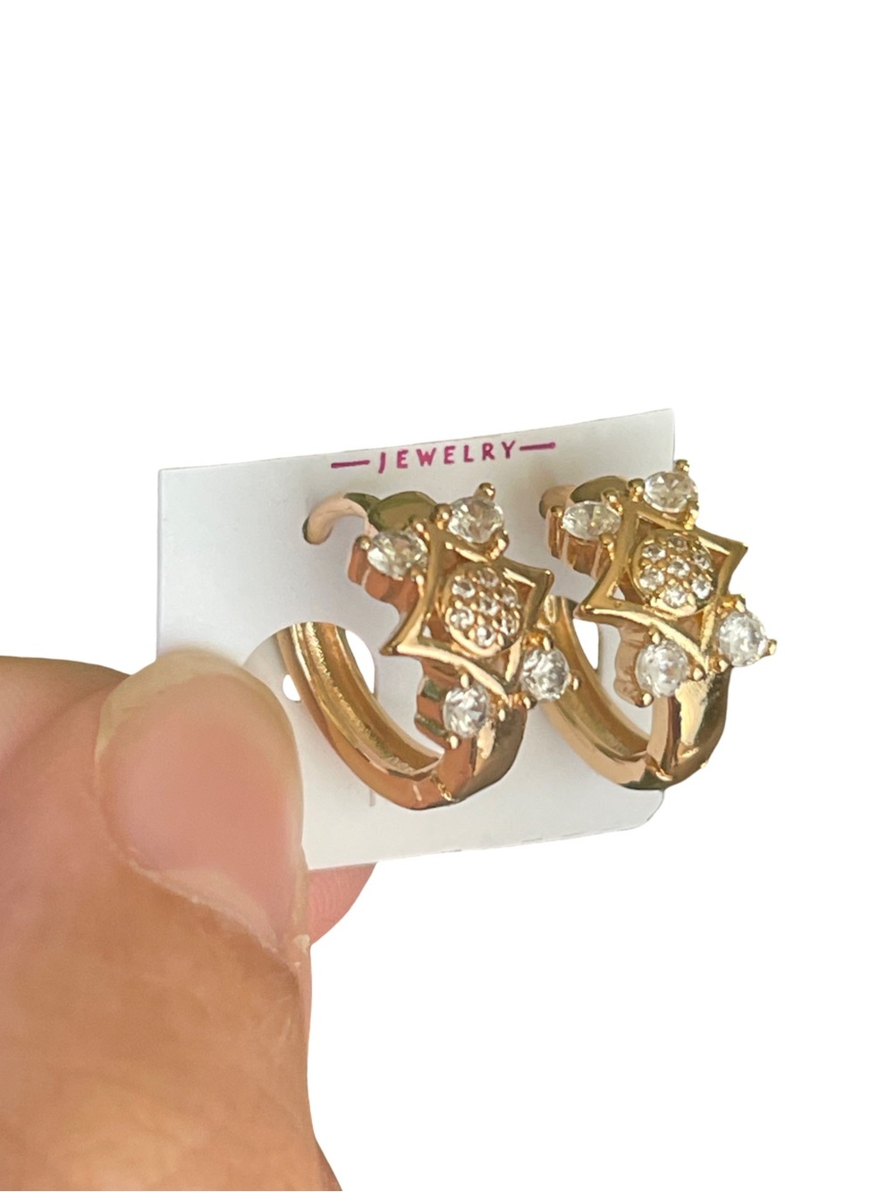 Gold Star Crystal Hoop Earrings